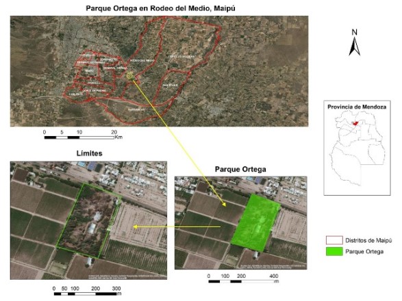 Se trata de tres imágenes que presentan la ubicación del Parque sobre mapas en distintas escalas